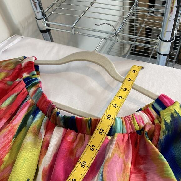 Trina Turk Women's Abstract Off Shoulder San Onofre Maxi‎ Dress Size S Vibrant - Picture 3 of 12